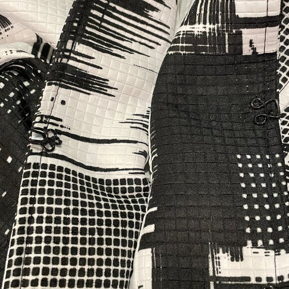 LAURA MAX "Falcon" 3/4 Sleeve Abstract Geo Hook & Eye Closure Blazer Blk/Wht  XL - Picture 7 of 10